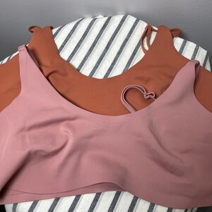 2x Free People Stella Scuba Bandeau Bralette size large pink, terracotta